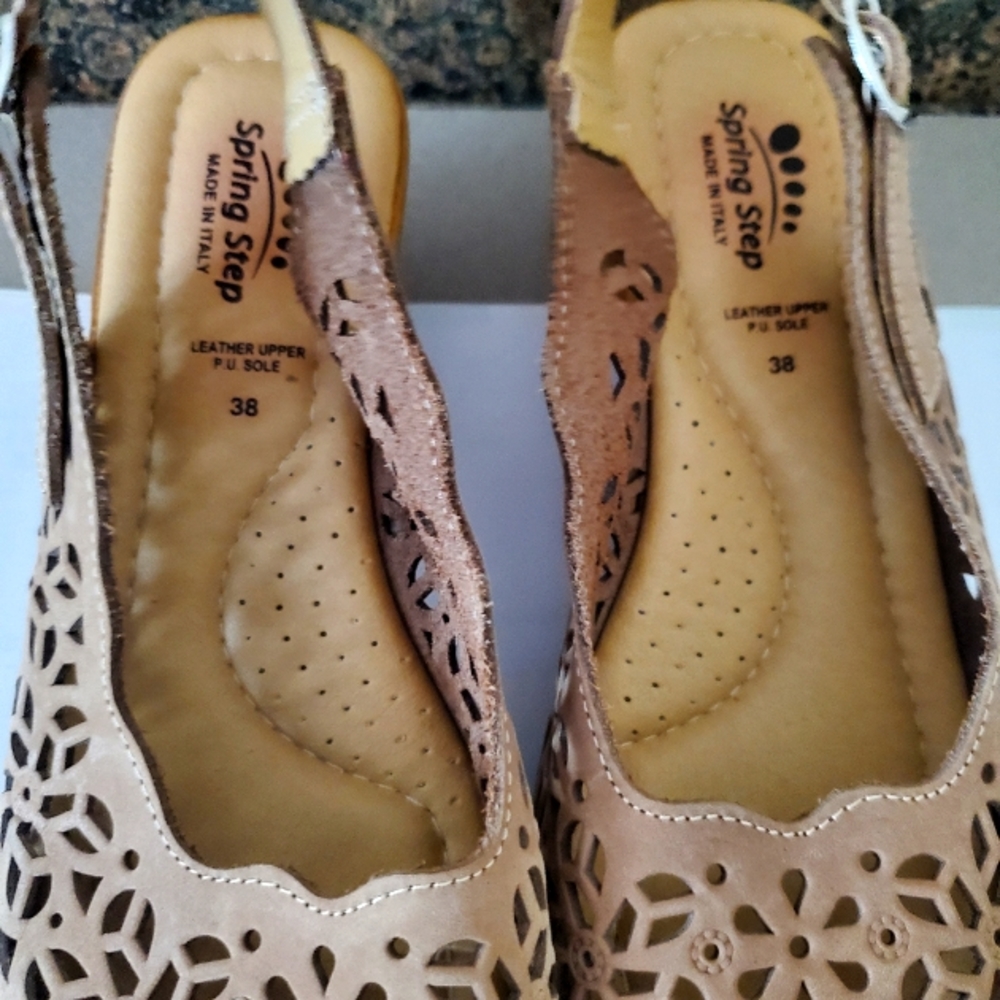 Spring Step Leather Wedge Sandal